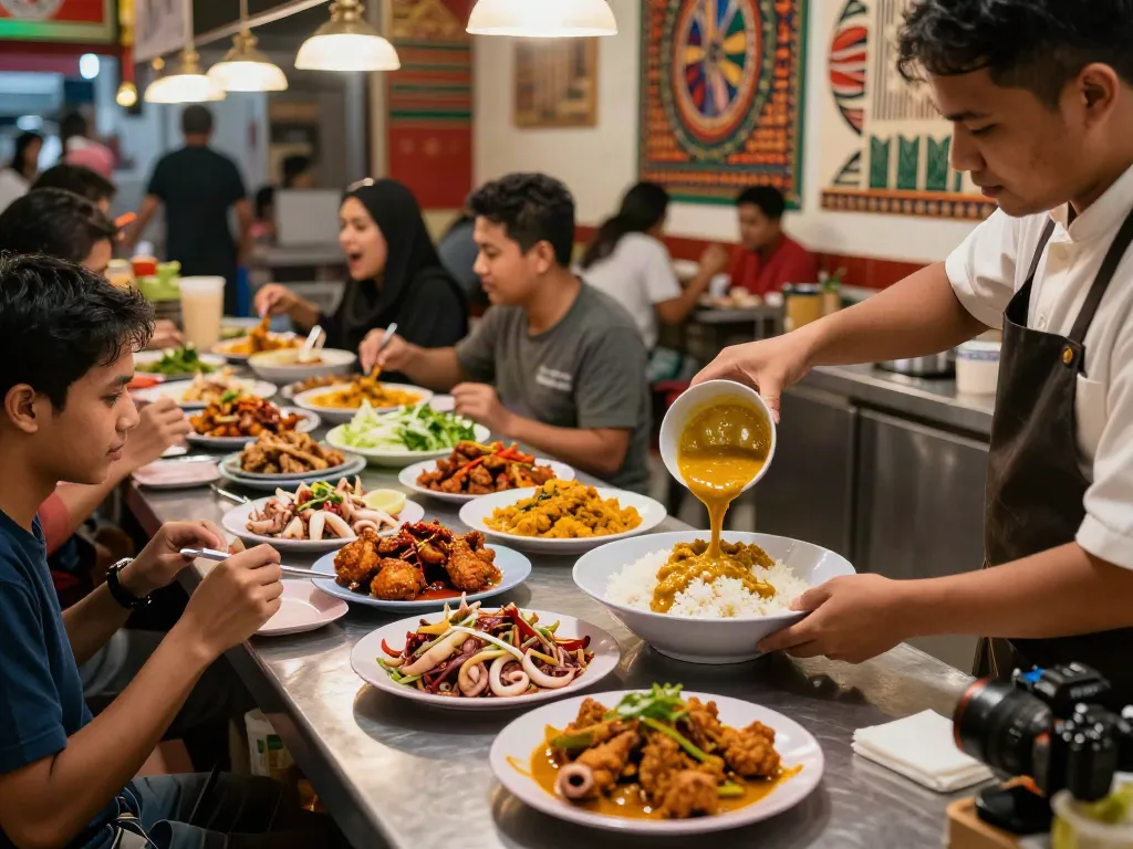 Experience authentic rokok88 Nasi Kandar with vibrant dishes and lively atmosphere.