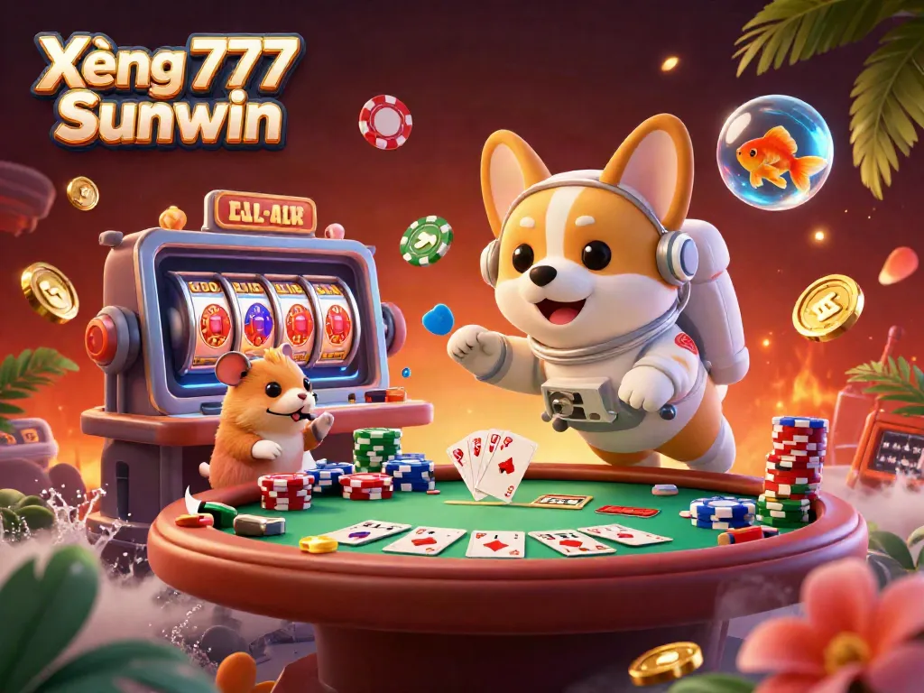 Engage in thrilling spins on Xèng 777 Sunwin with vibrant visuals of a casino-themed adventure.