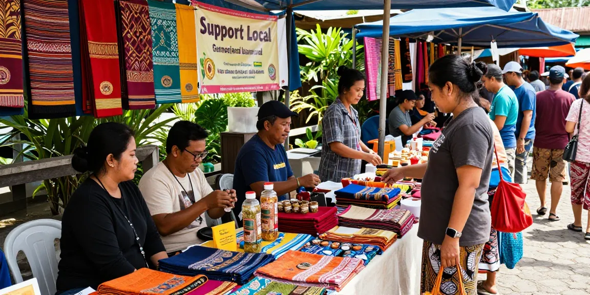 Customers exploring rokok 88 local crafts at vibrant market, showcasing Indonesian UMKM products and community spirit.